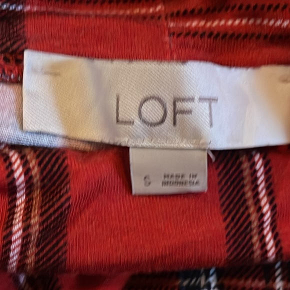 Loft Red Plaid Turtleneck, Size Small - Picture 4 of 5